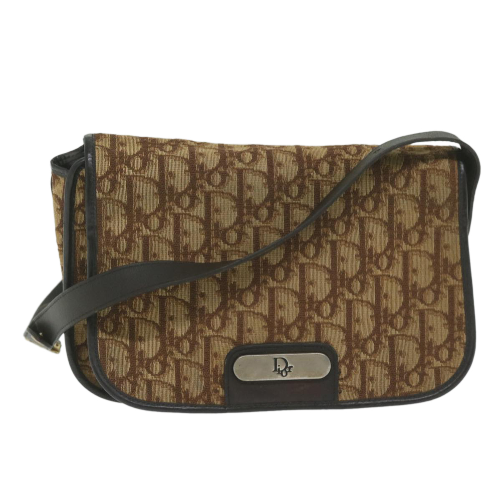 Dior Brown Monogram Shoulder Bag with Dark Brown Trim
